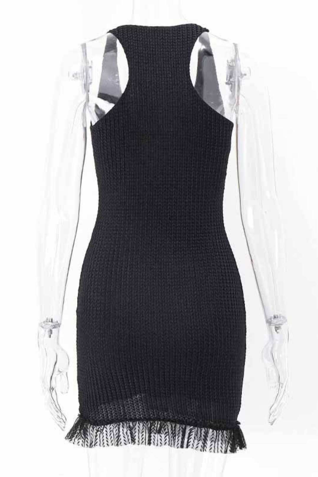 Deep V Lace Metal Splicing Hip Dress