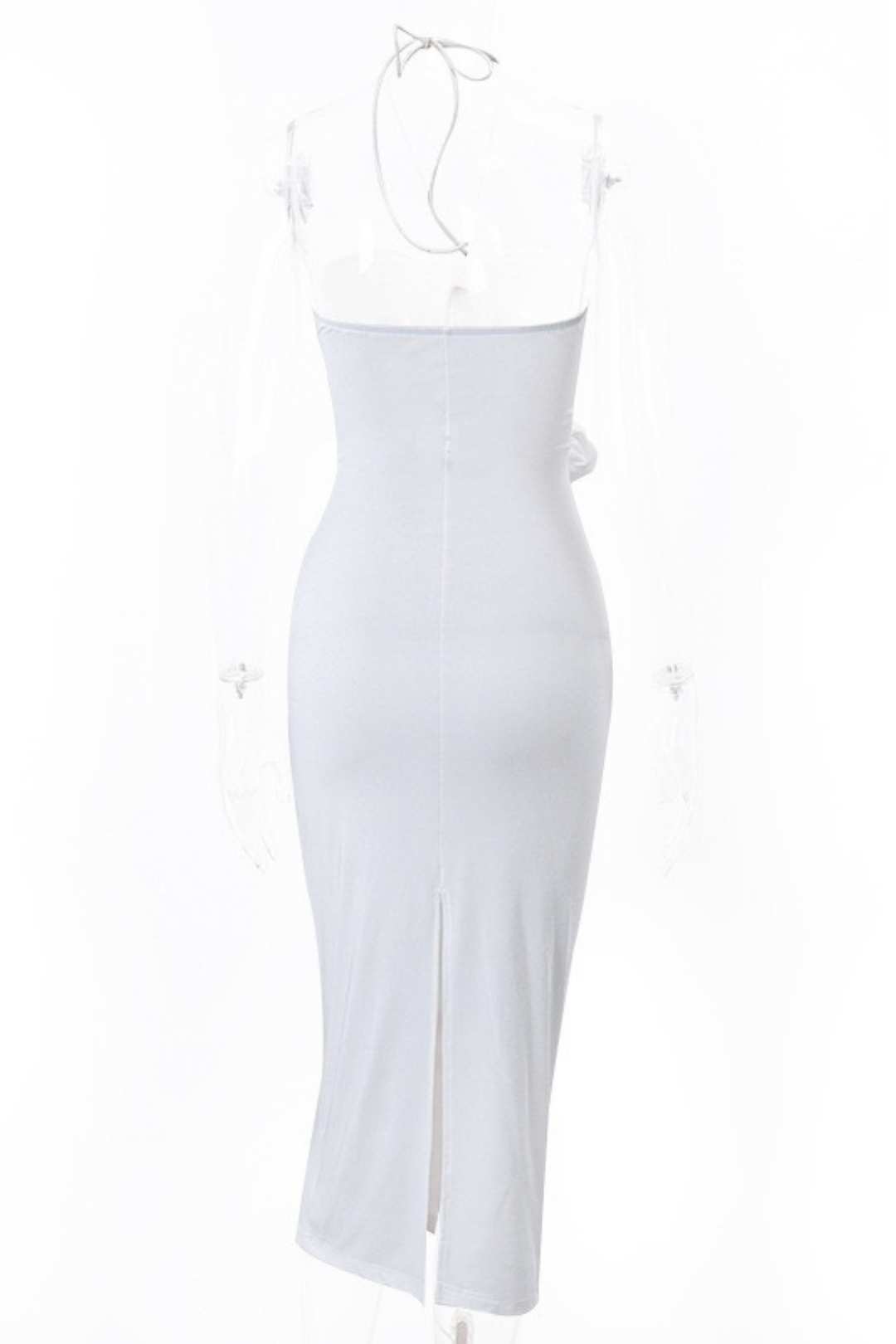 Sexy Hollow Three-dimensional Rose Halter Neck Tube Top Dress