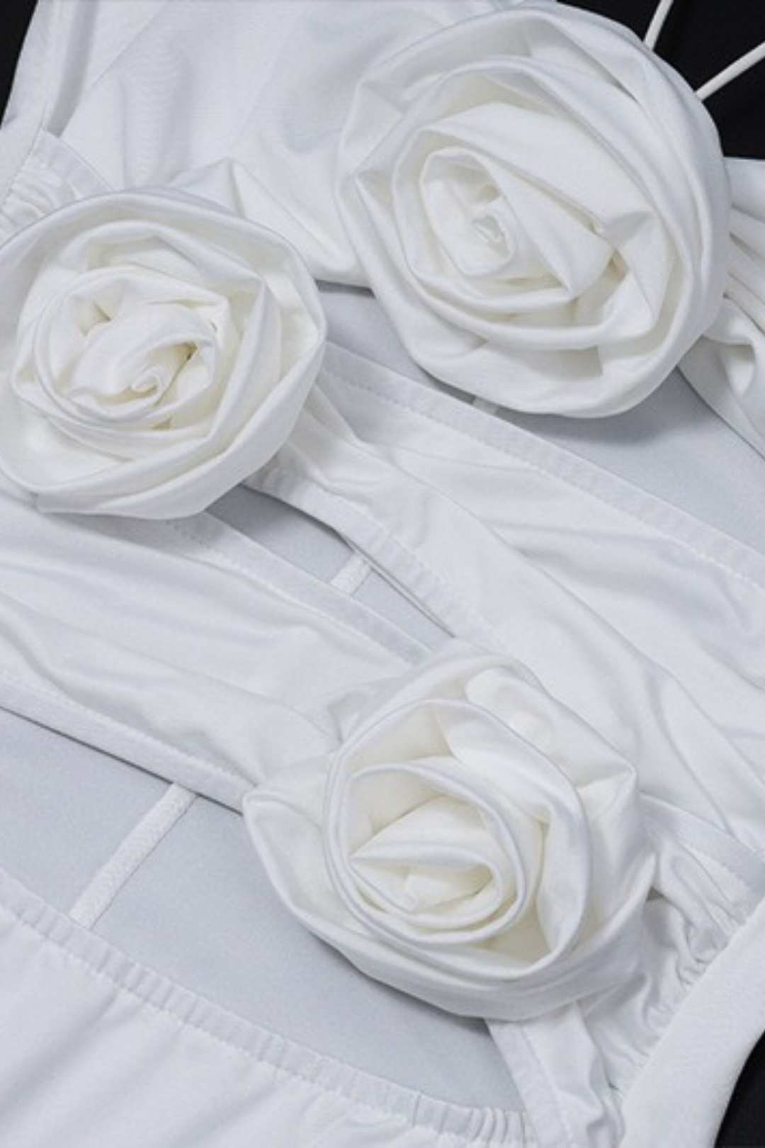 Sexy Hollow Three-dimensional Rose Halter Neck Tube Top Dress