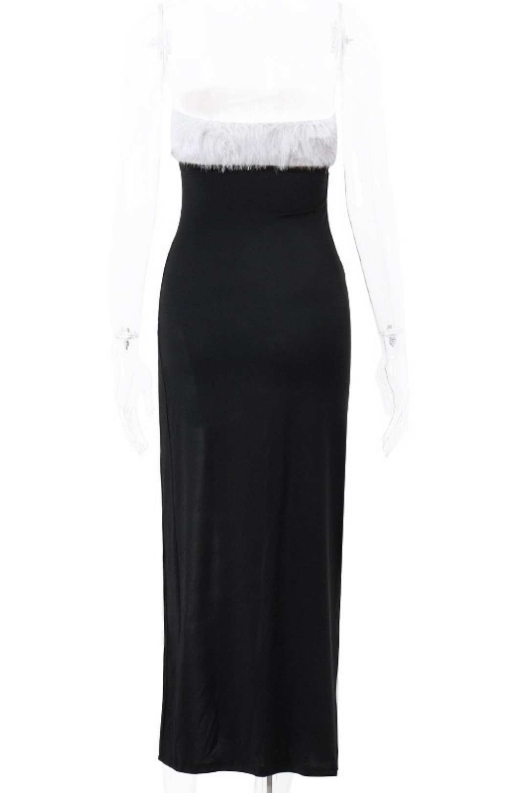 One-shoulder Furry Tube Top Slit