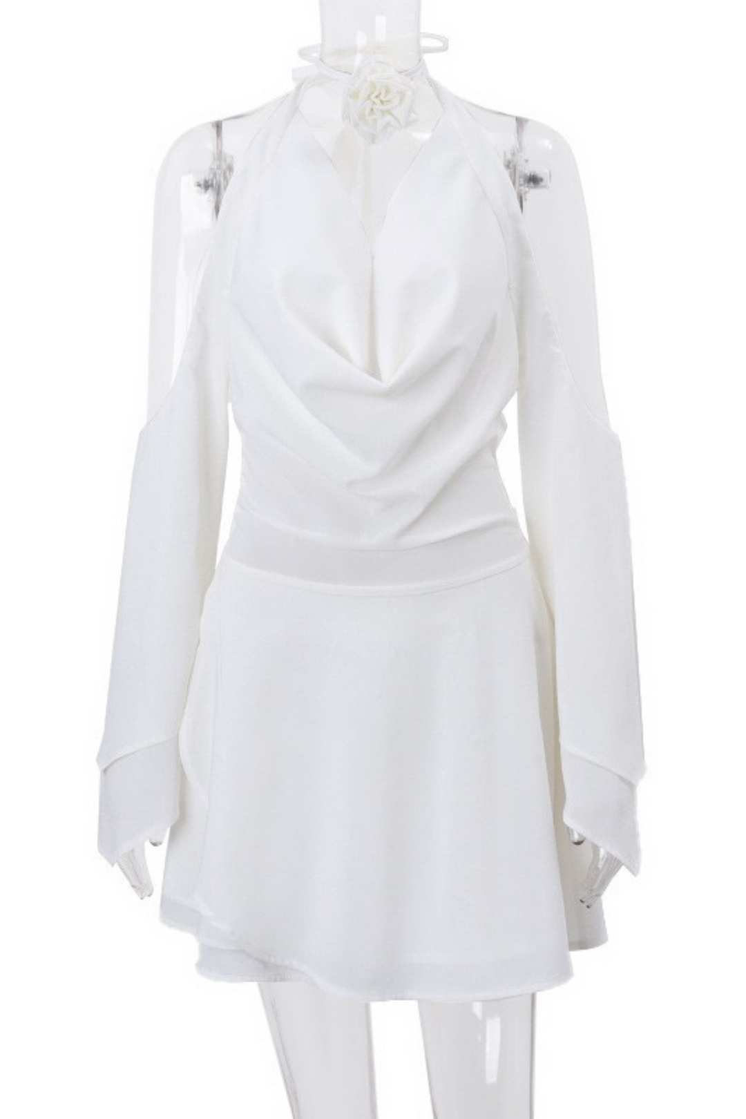 Sexy Swing Collar Backless Halter Neck Light Mature Style Dress