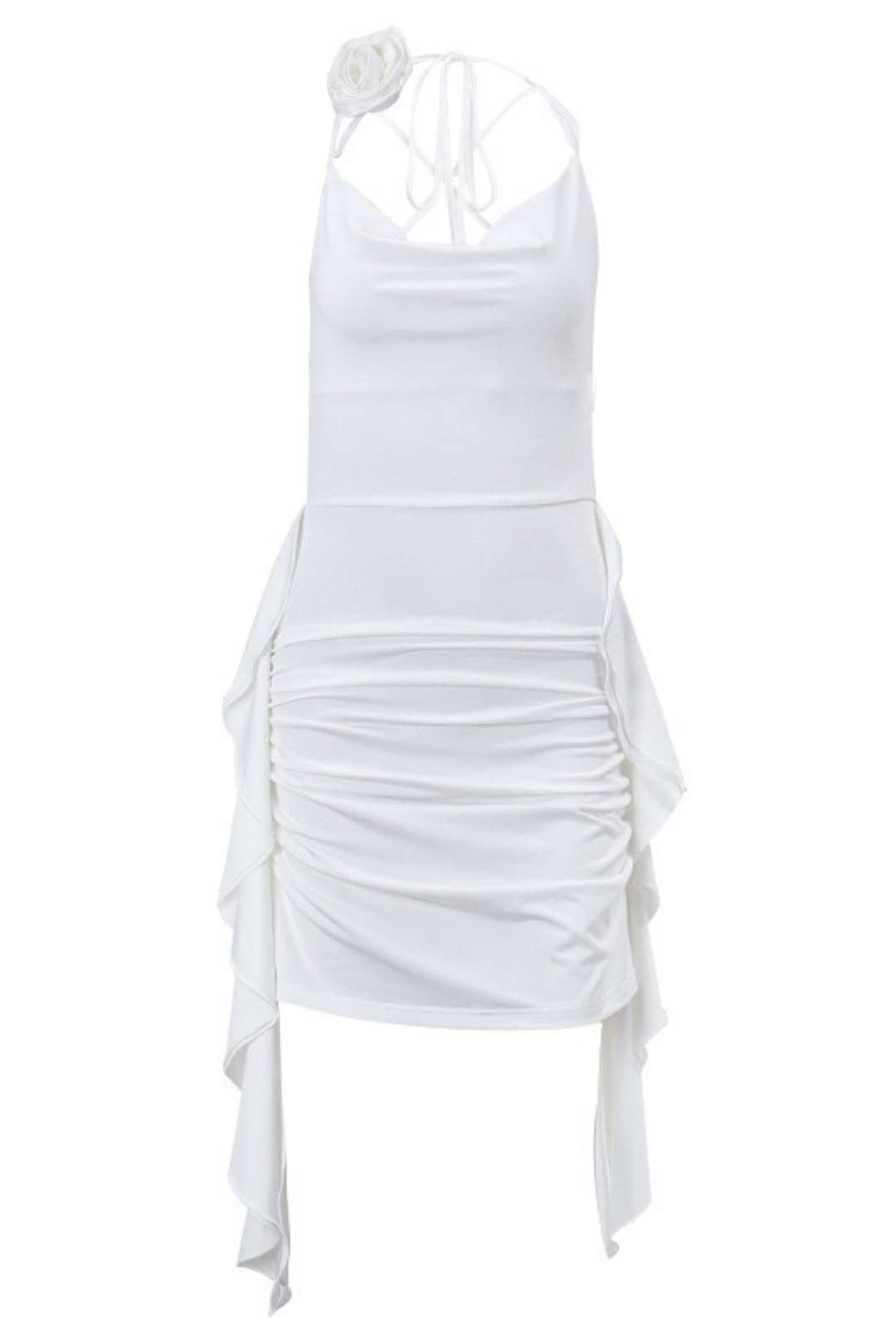 Backless V-neck Three-dimensional Flower Ribbon Slim Hot Girl Dress