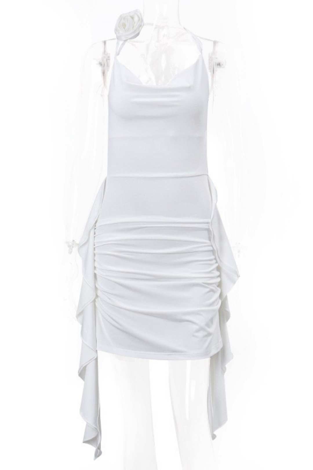 Backless V-neck Three-dimensional Flower Ribbon Slim Hot Girl Dress