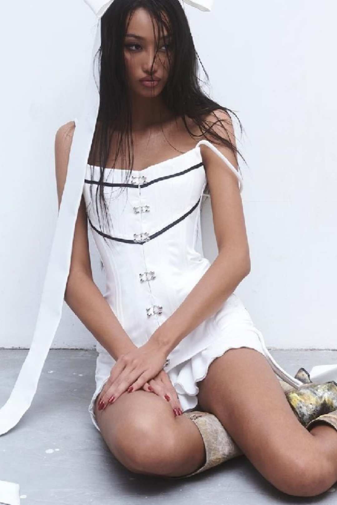 Decorative Ruffled Slim Suspender Dress