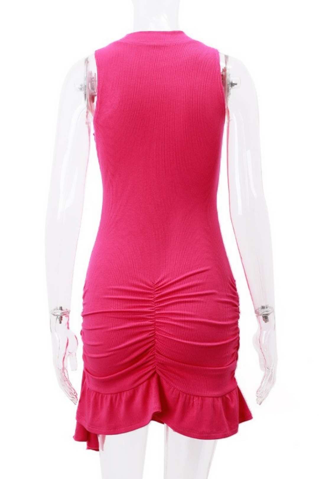 Round Neck Pullover Light Mature Style Pleated Ruffle Dress