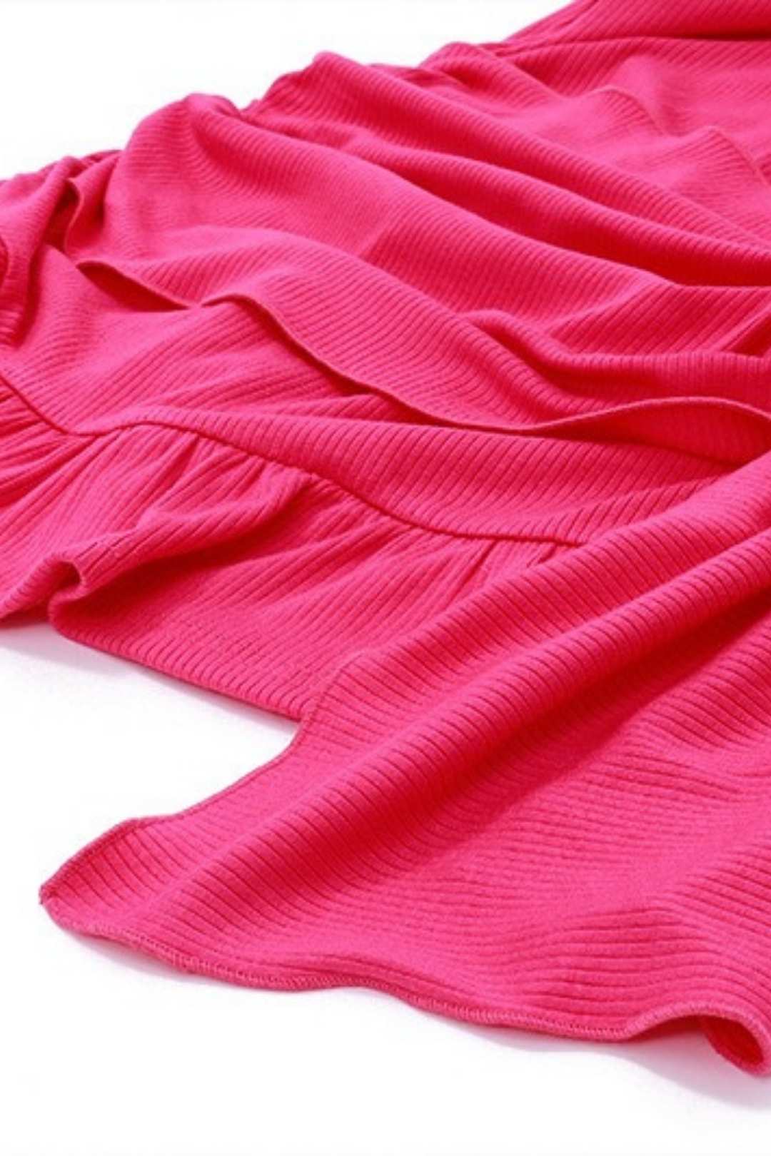 Round Neck Pullover Light Mature Style Pleated Ruffle Dress