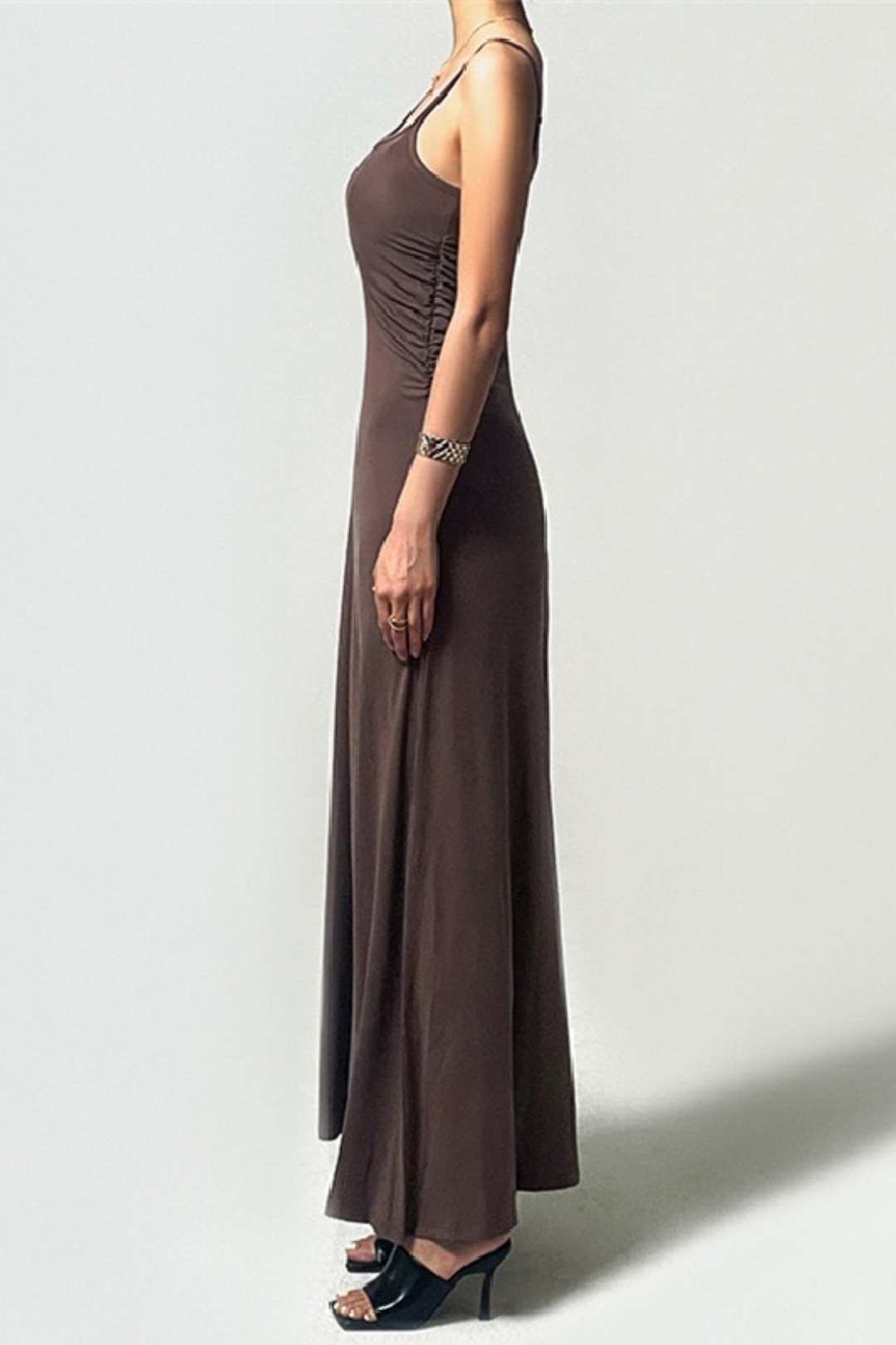 Sexy Backless Pleated Waist Temperament Elegant Suspender Dress