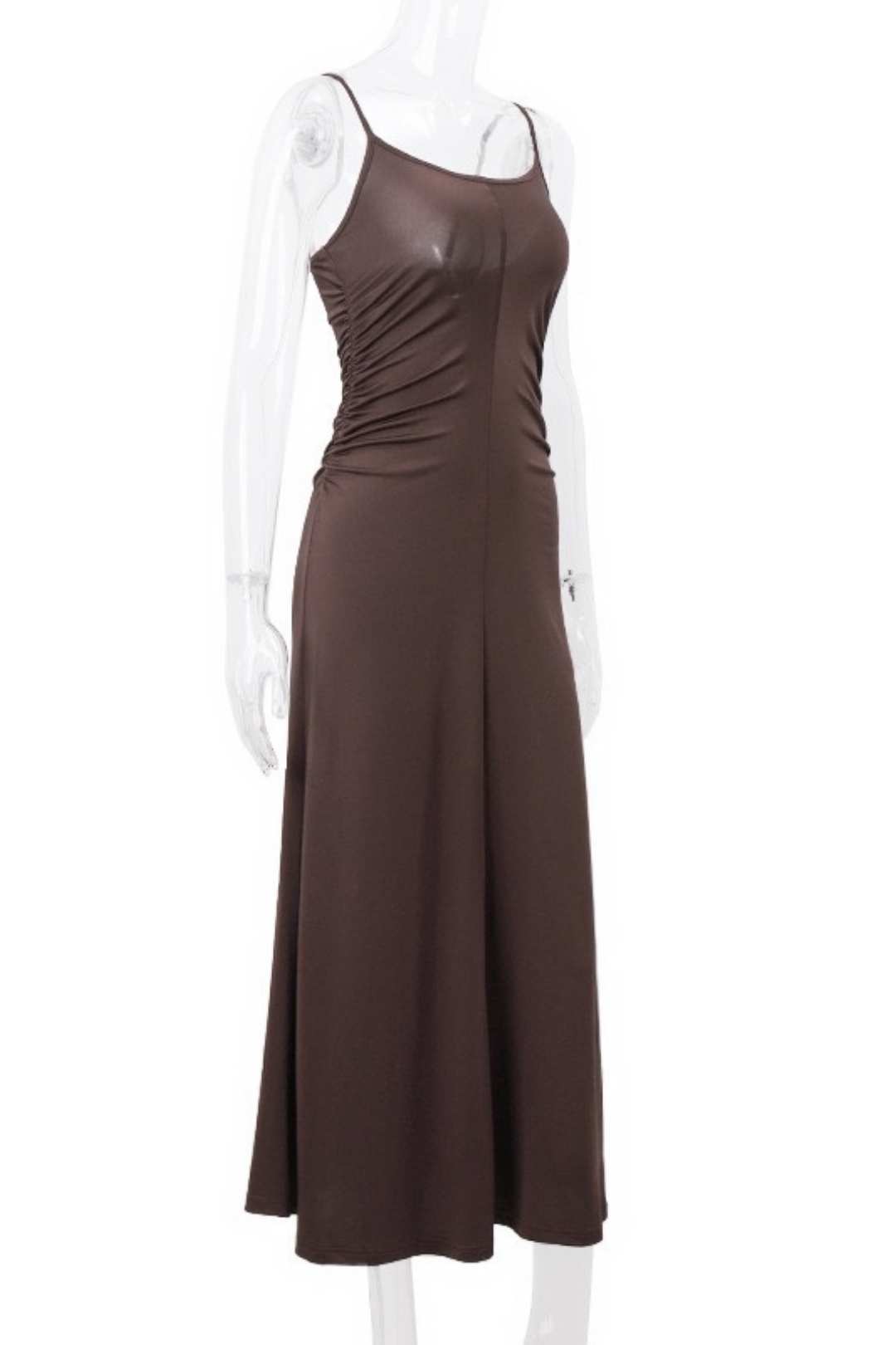 Sexy Backless Pleated Waist Temperament Elegant Suspender Dress