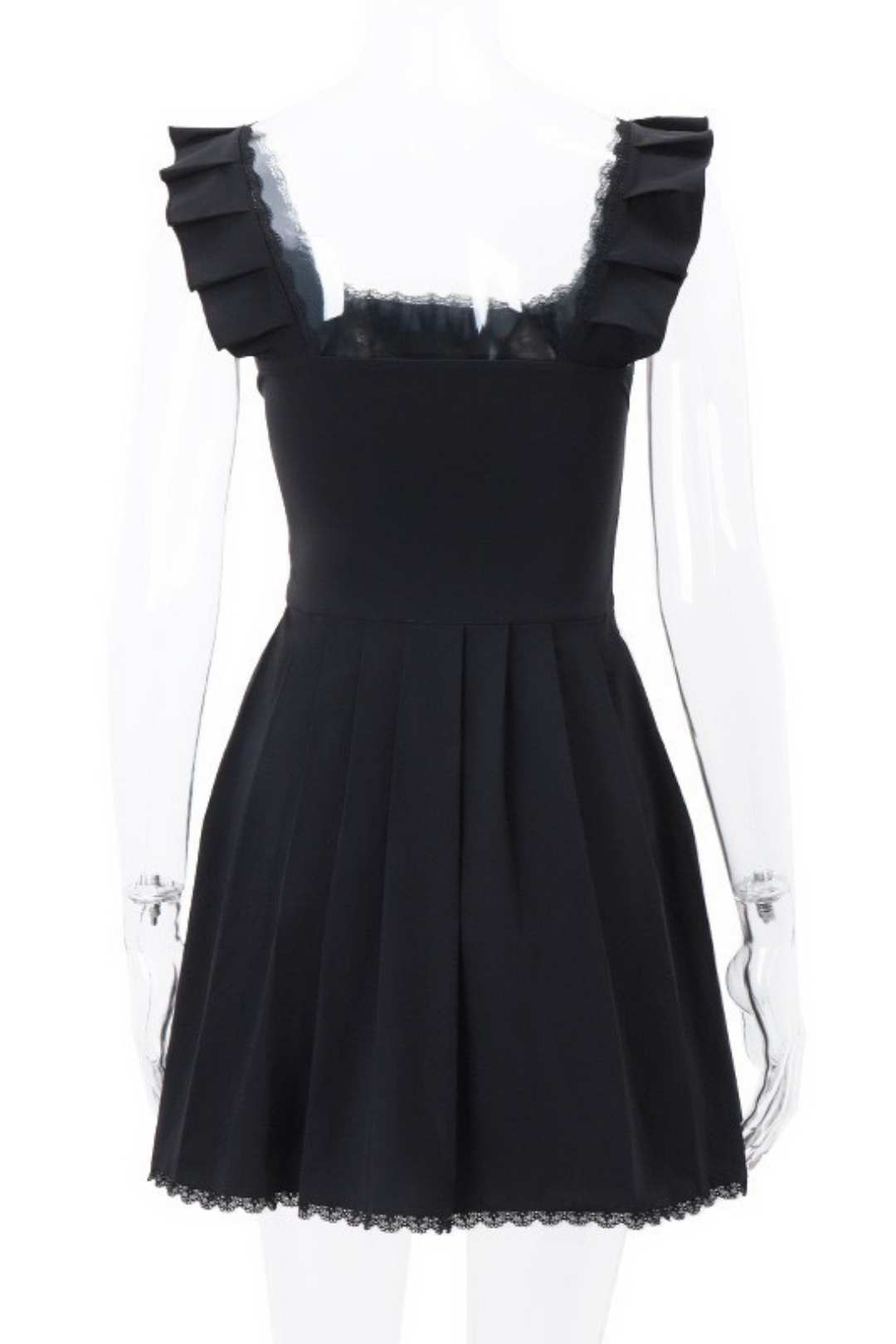 Square Collar Fungus Edge Fishbone Corset Dress