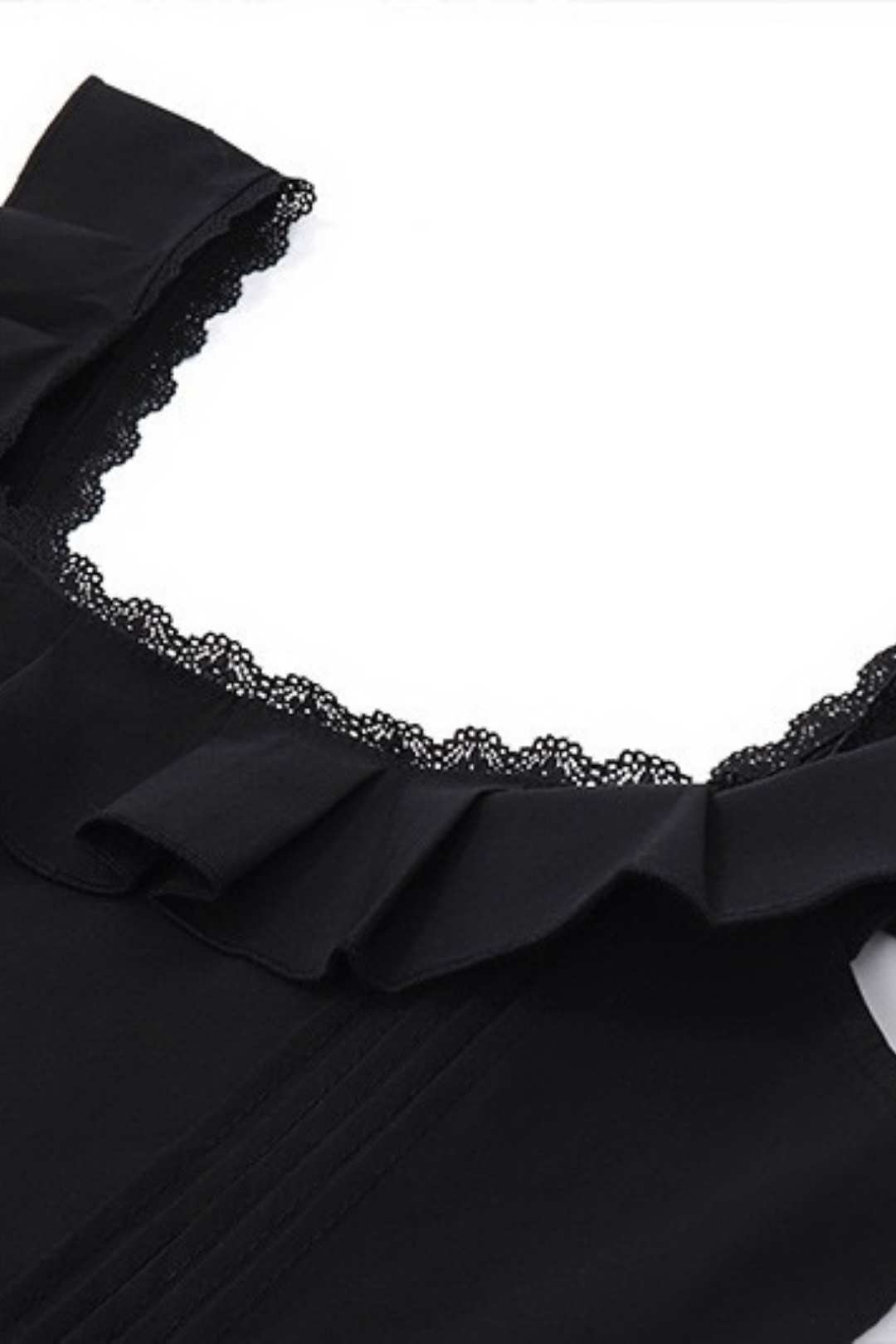 Square Collar Fungus Edge Fishbone Corset Dress