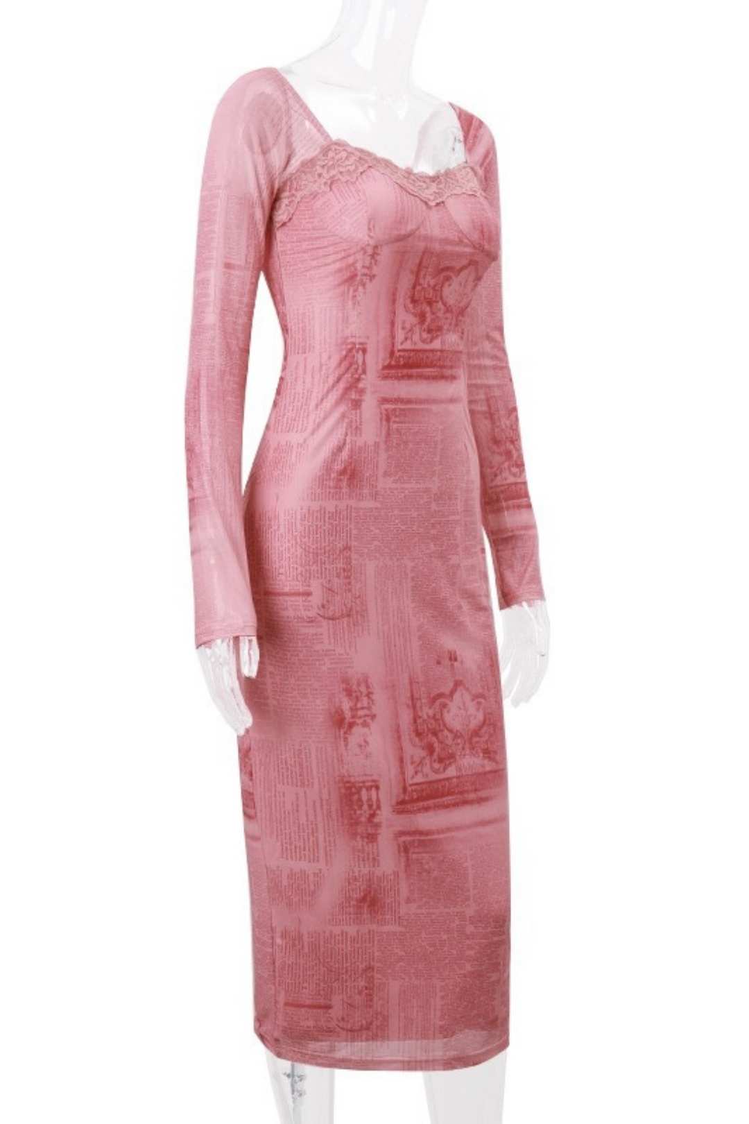 Style Sexy Low-cut Backless Royal Square Collar Retro Slim Long-sleeved Dress