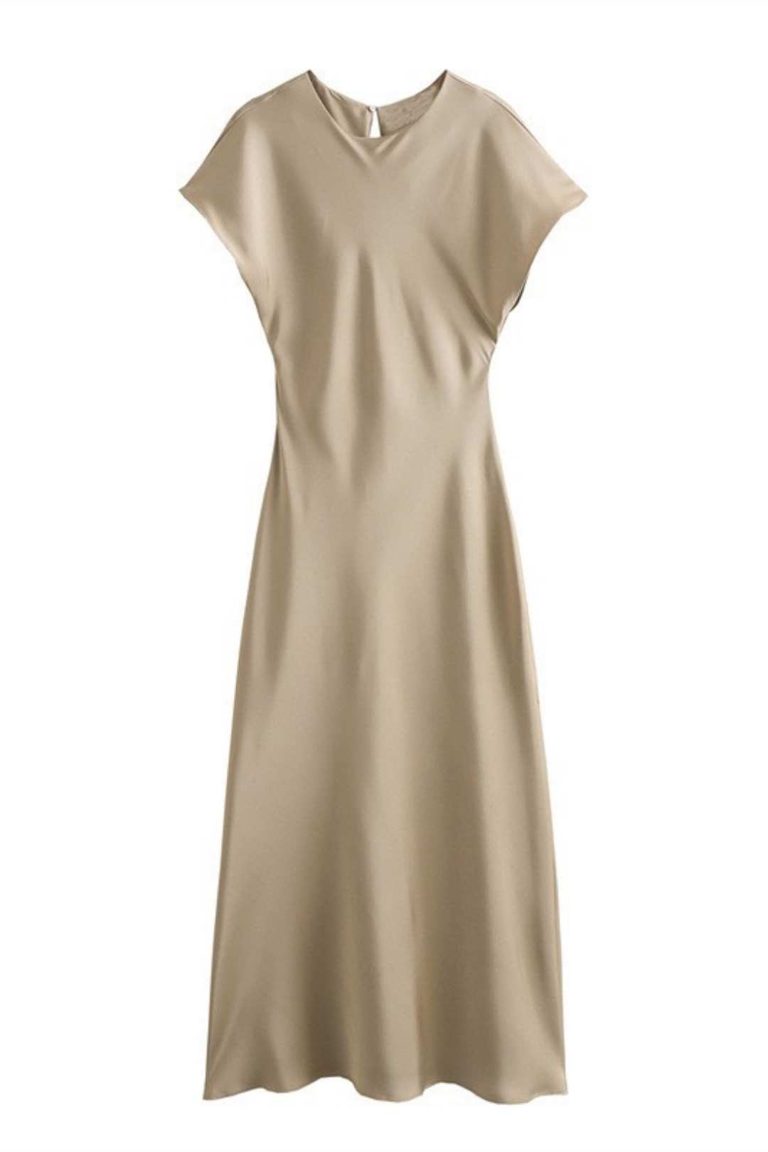 Simple And Fashionable Silk Satin Texture Midi Dress