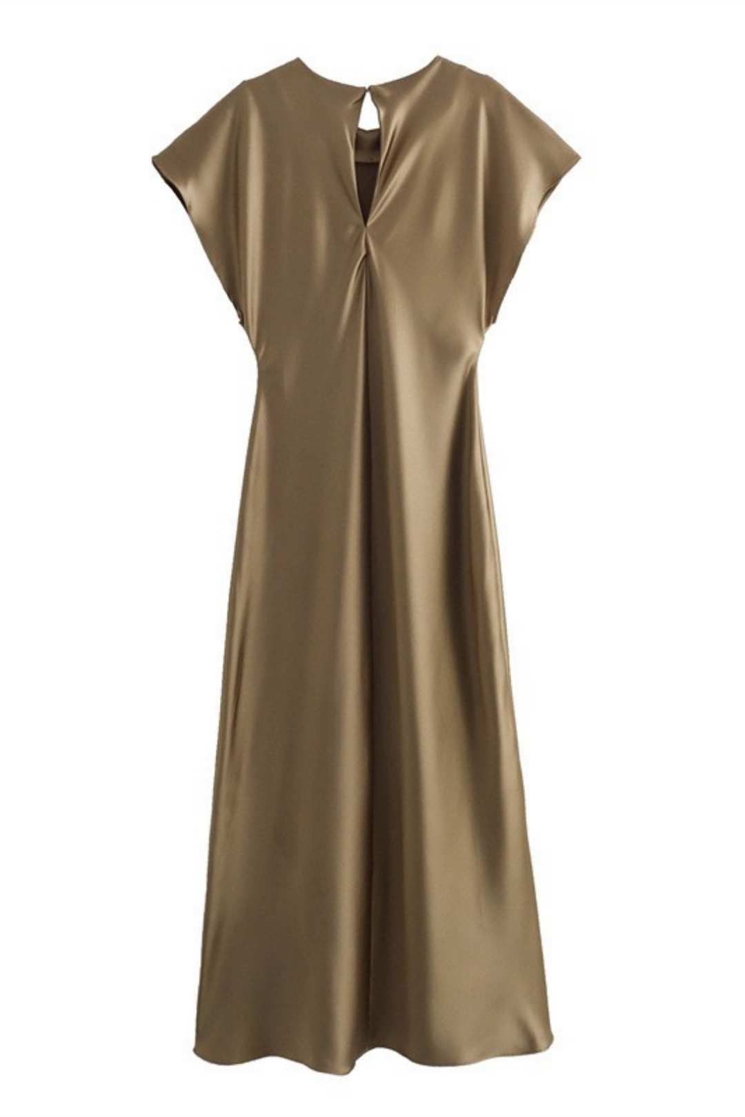 Simple And Fashionable Silk Satin Texture Midi Dress