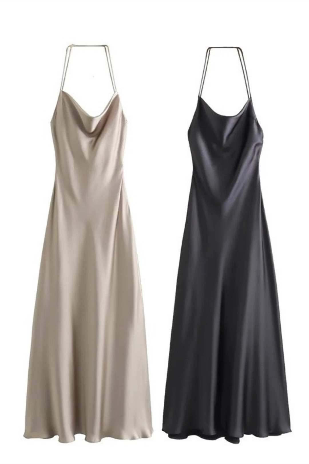 Silk Satin Texture Backless Dress