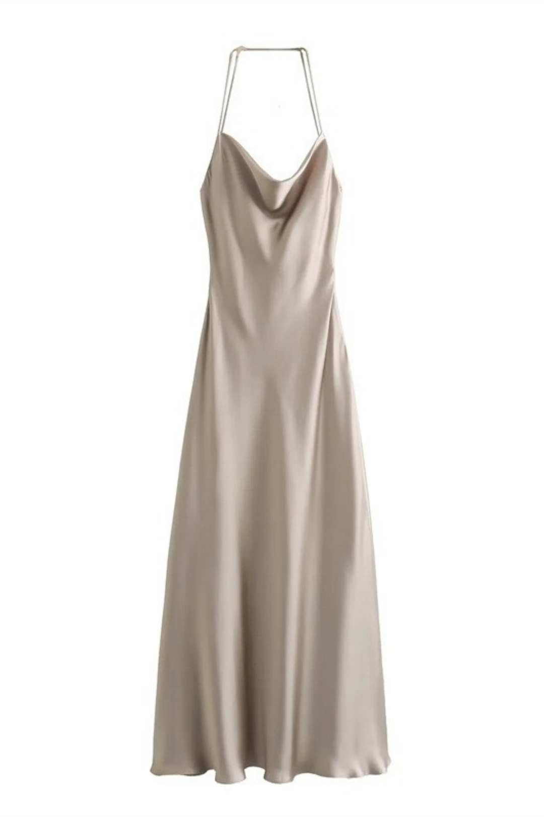 Silk Satin Texture Backless Dress