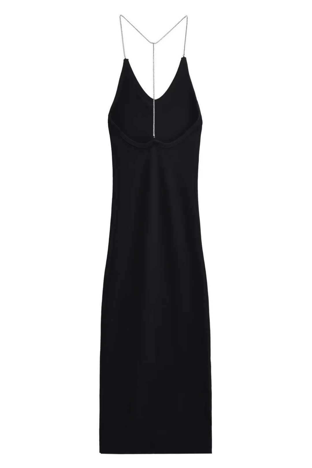 Simple Backless Glossy Suspender Dress