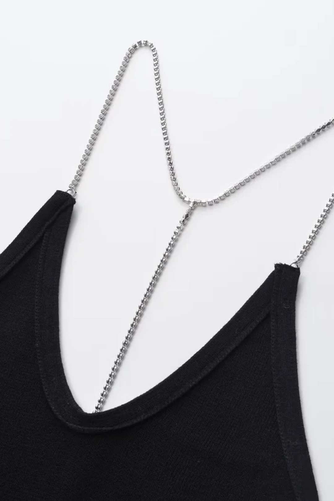 Simple Backless Glossy Suspender Dress