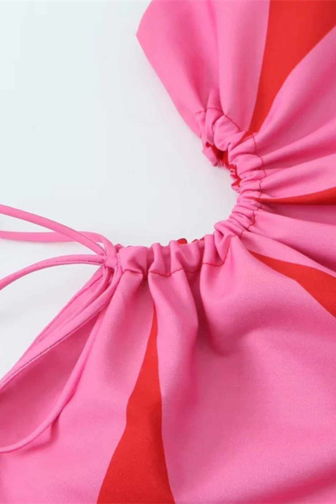 Simple Hollow Positioning Printed Dress