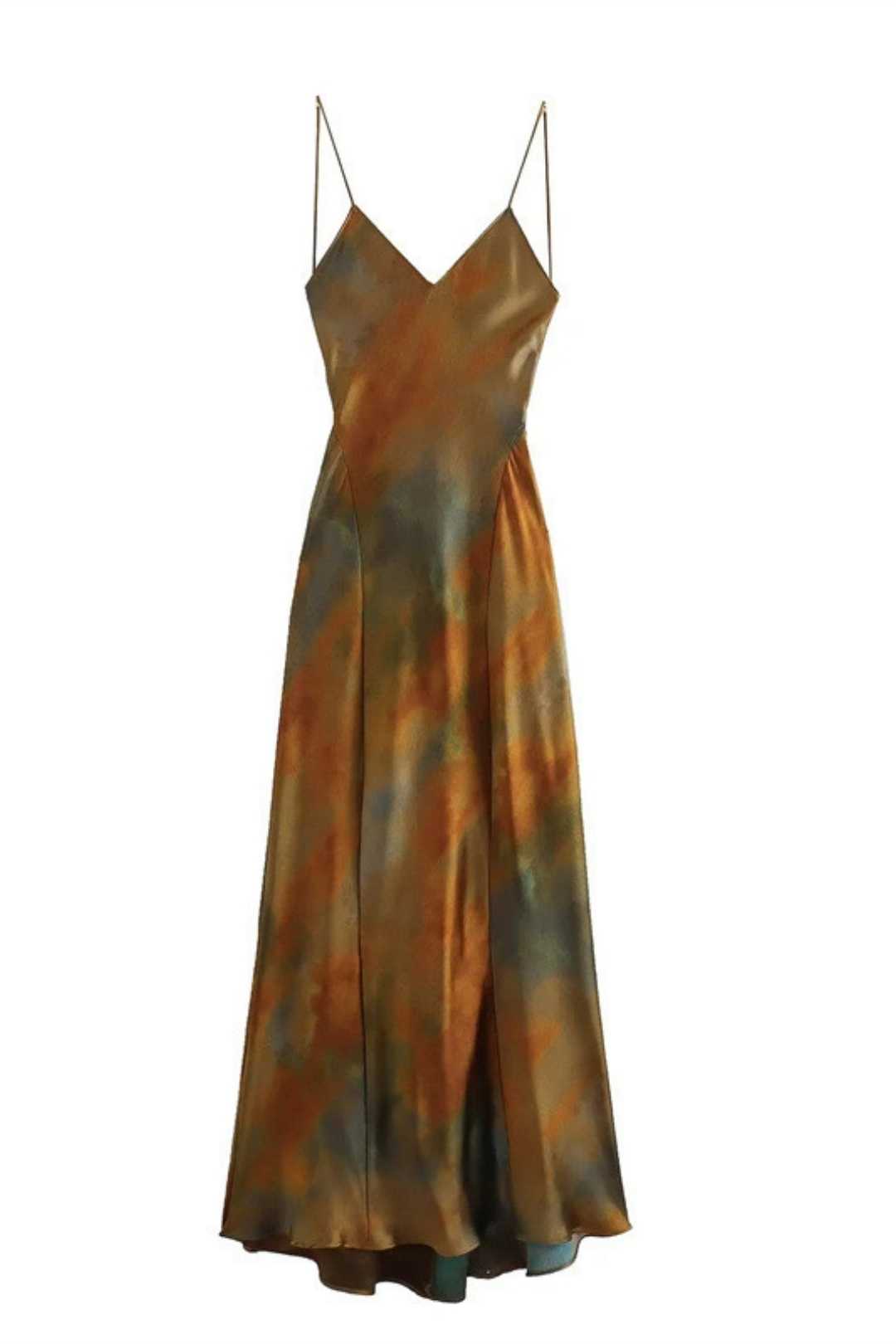 Retro Silk Satin Texture Printed Dress