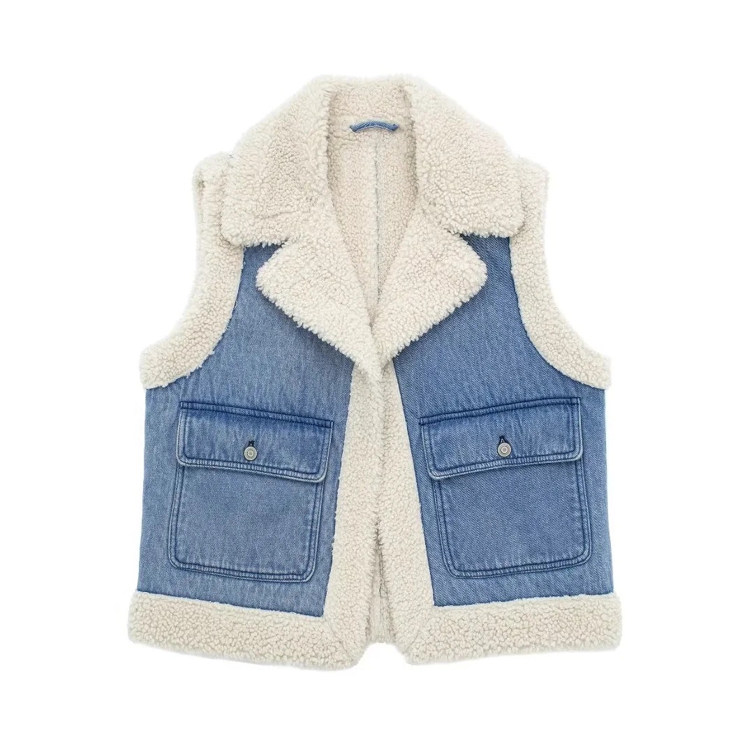 Classic Style Pocket Decorated Lapel  Short Vest