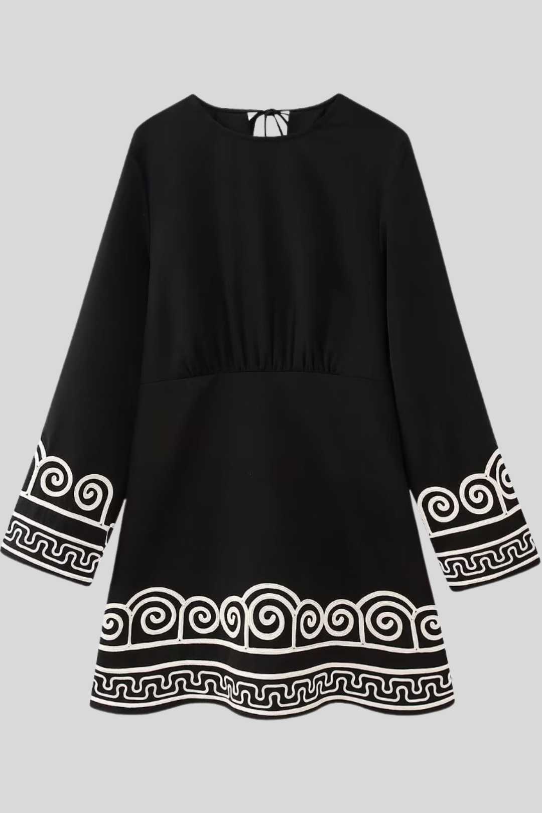 Casual Round Neck Loose Long-sleeved Embroidered Dress