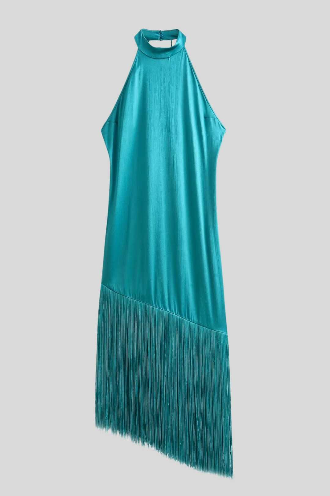 Versatile Tassel Decorated Halterneck Mid-length