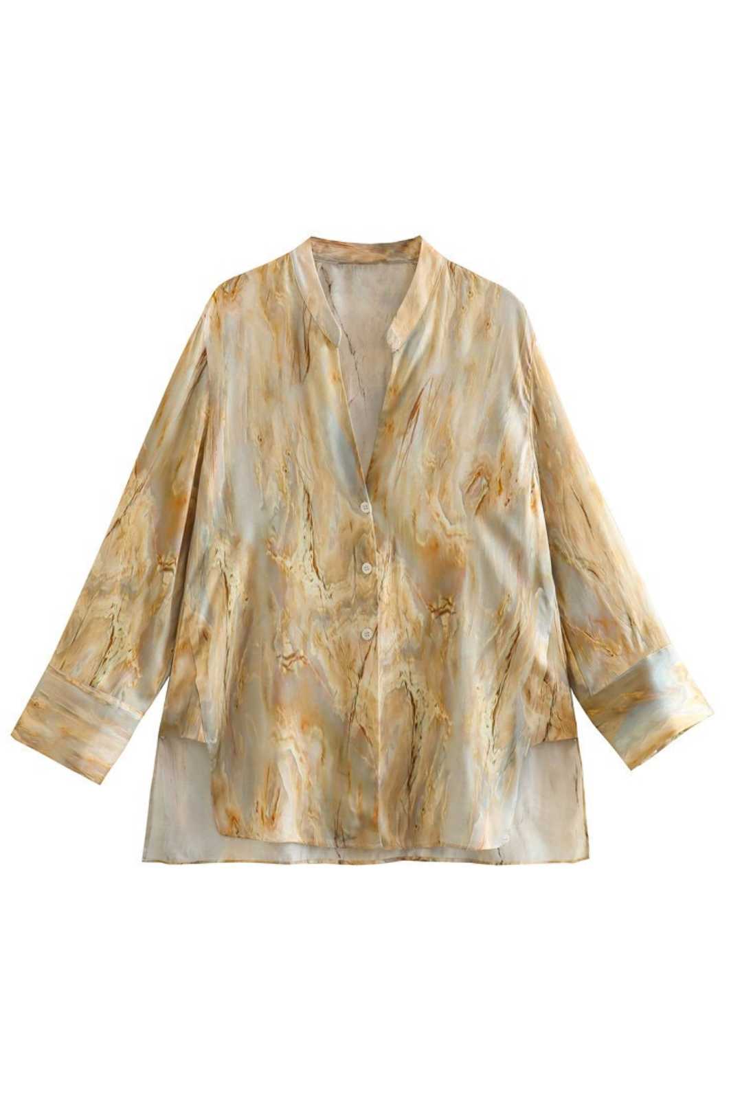 Tie-dye Silk Satin Texture Printed Shirt