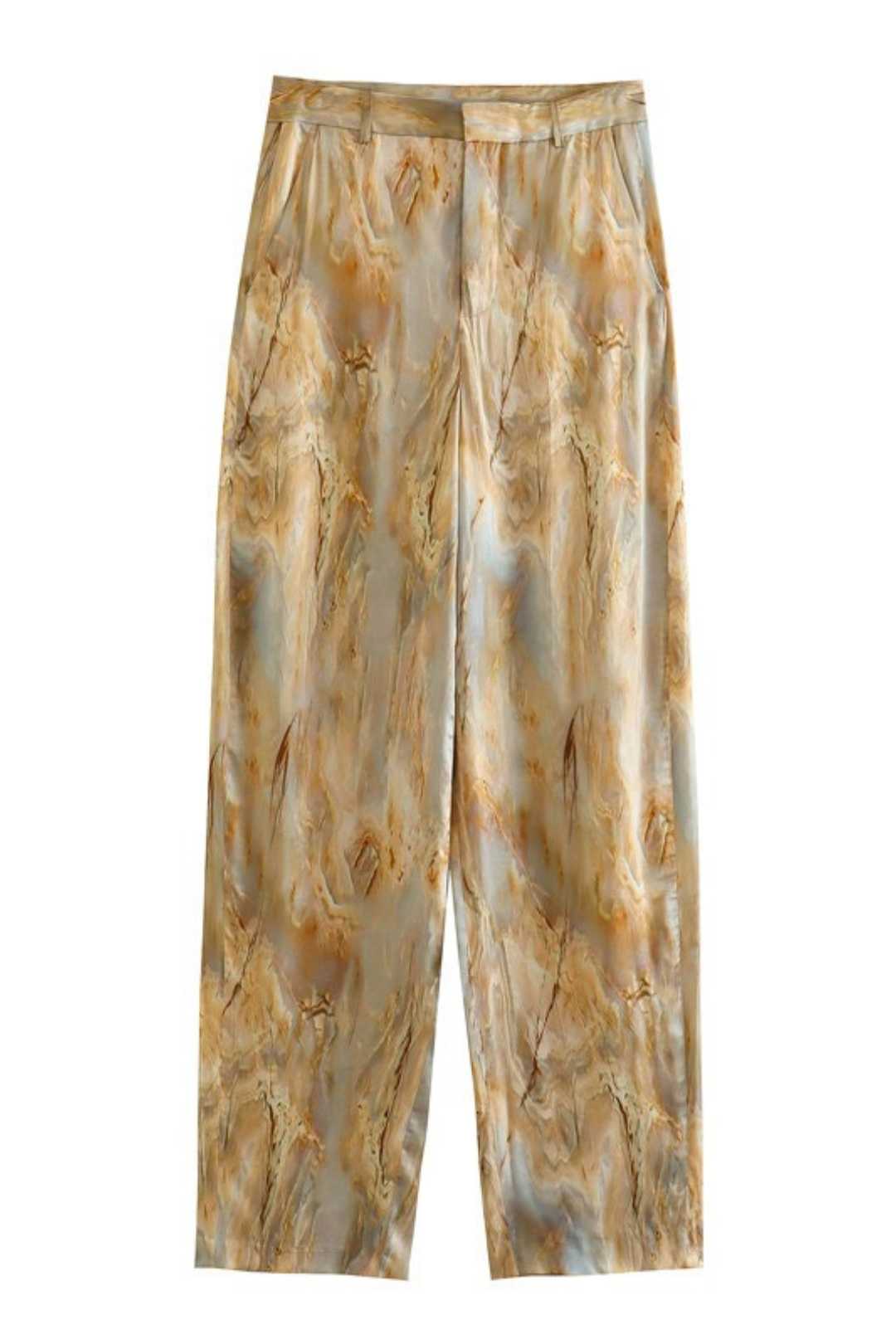 Tie-dye Silk Mid-waist Straight Trouser