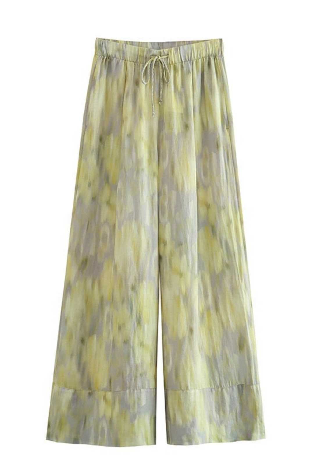 Printed Loose Cotton And Linen Trouser