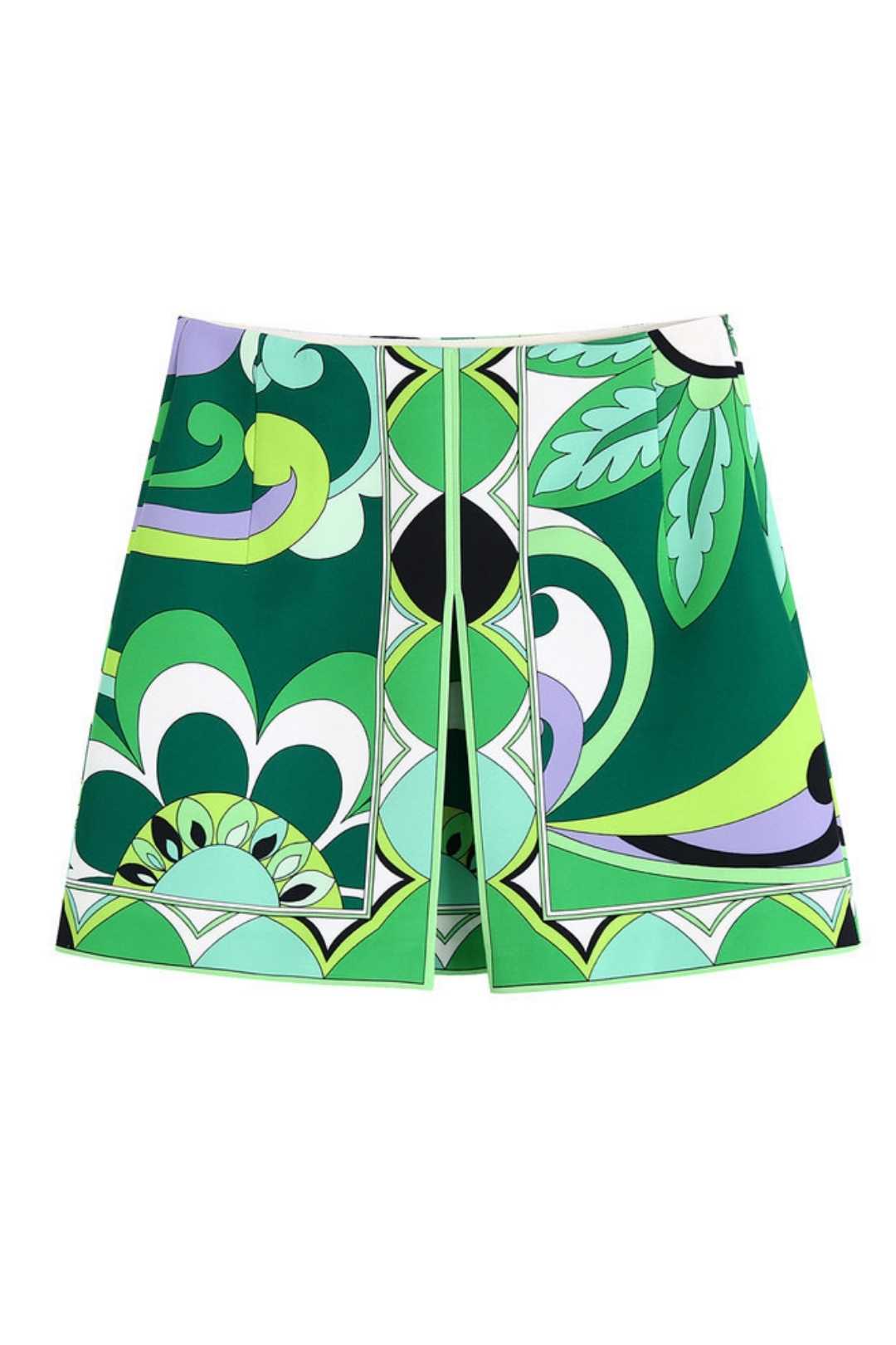 Green Printed Skirt