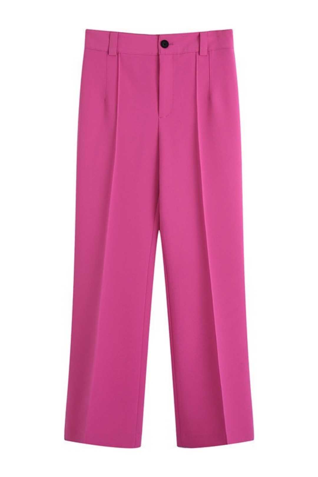 Solid Color One-Button Casual Pant