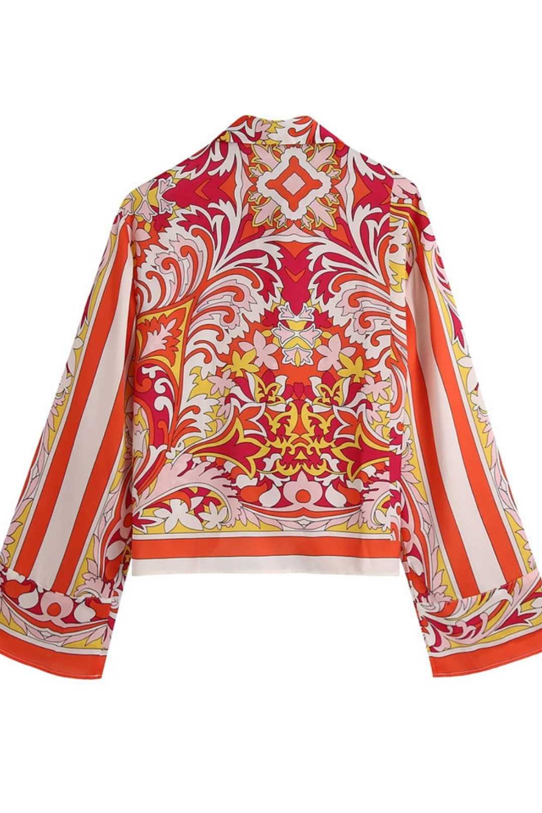 Knotted Printed Long-sleeved Shirt