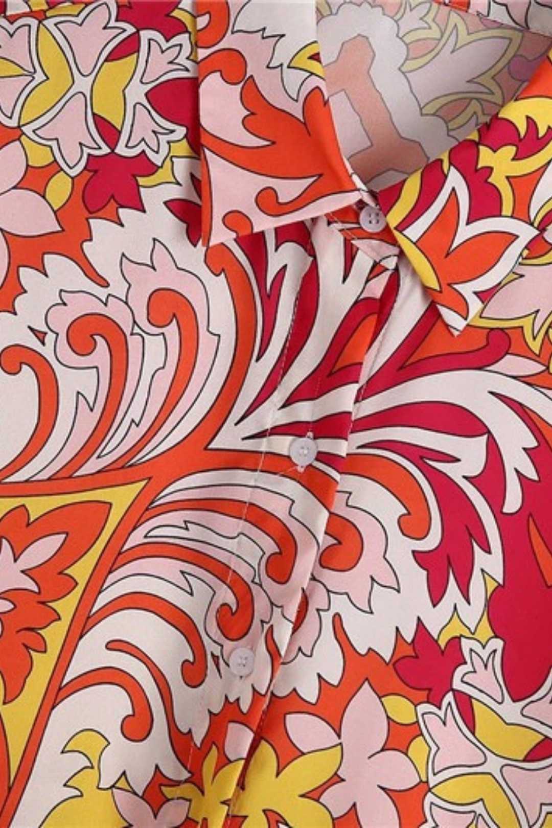 Knotted Printed Long-sleeved Shirt