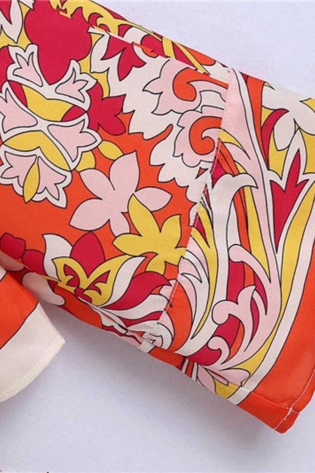 Knotted Printed Long-sleeved Shirt