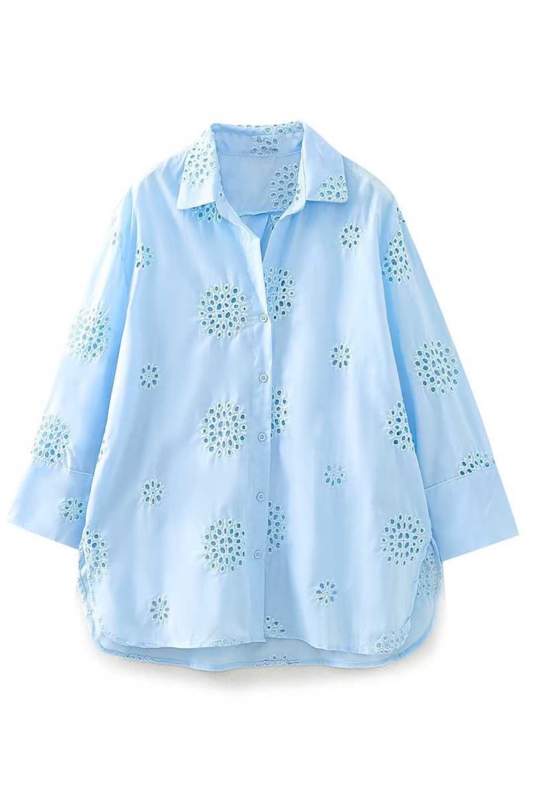 Egg-shaped Embroidery Long-sleeved Shirt