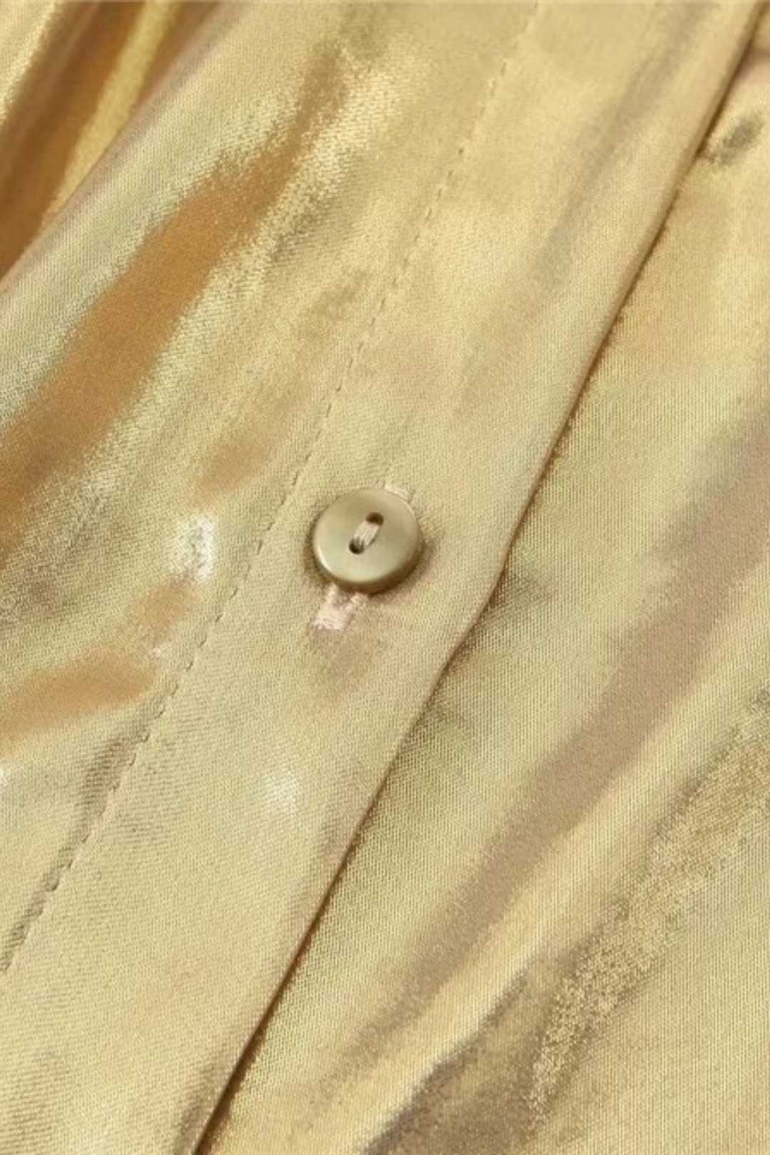 Metallic Bright Color Non-iron Long-sleeved Loose Shirt