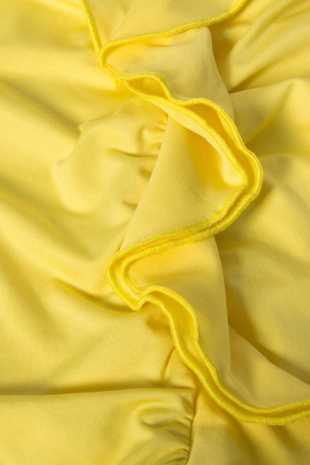 Solid Color Sleeveless Low-neck Fungus-edged Irregular Hip-covering Short Dress