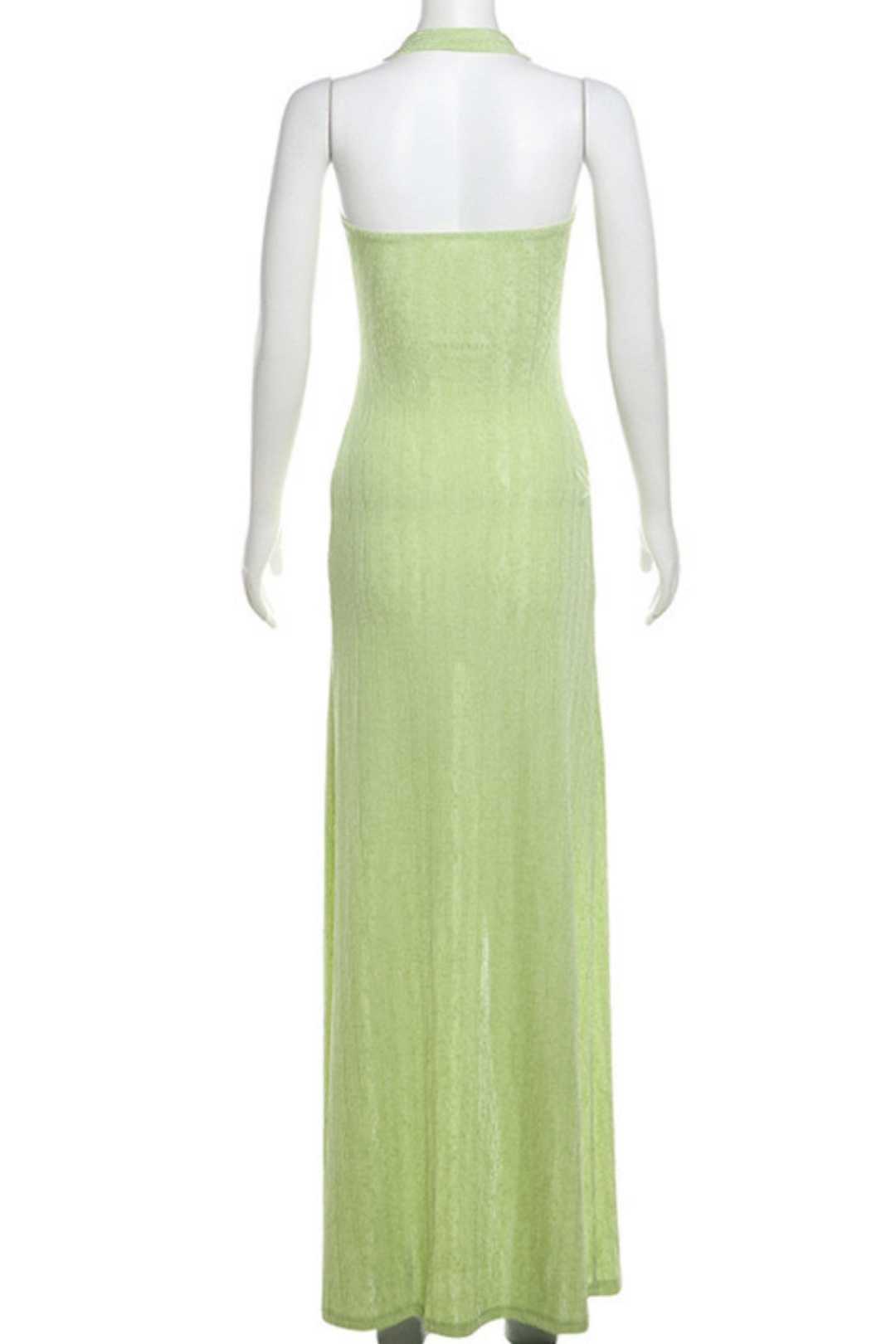 Long Skirt Sexy Halter Neck High Slit Dress