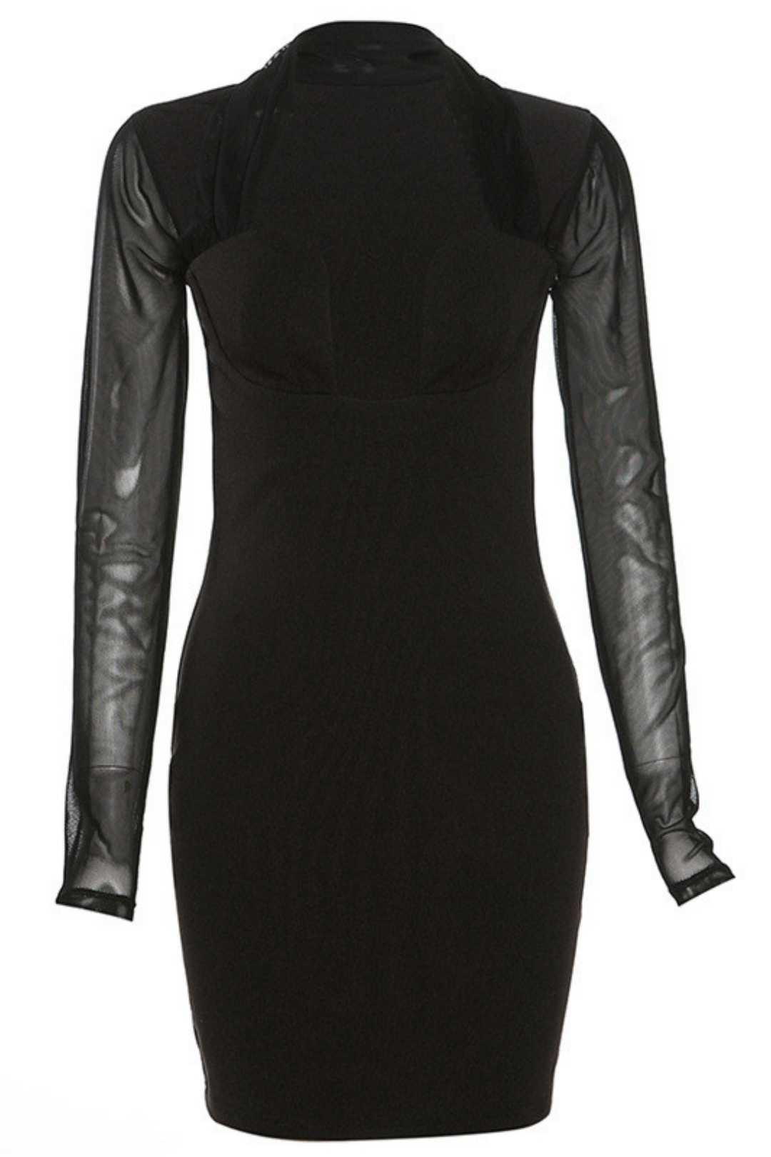 Halter Neck Sexy Low-cut Mesh Splicing Hip Dress