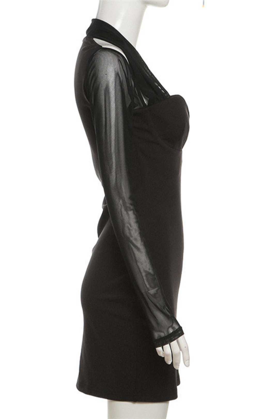 Halter Neck Sexy Low-cut Mesh Splicing Hip Dress