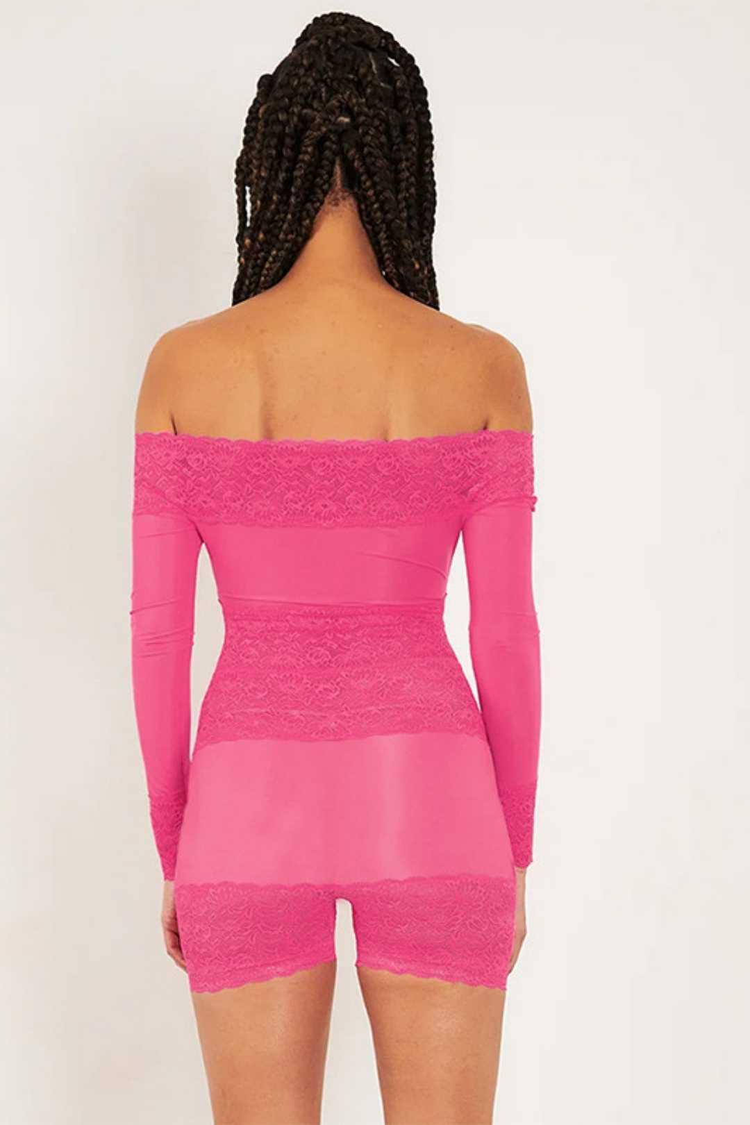 Lace Stitching Hollow Long-sleeved One-shoulder Jumpsuit