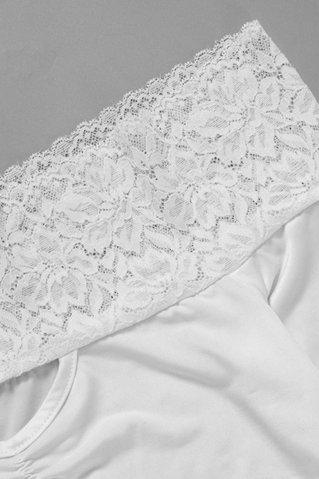 Lace Stitching Hollow Long-sleeved One-shoulder Jumpsuit