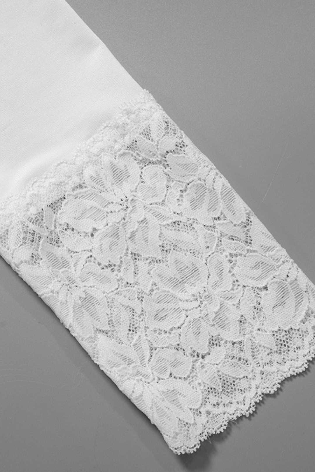 Lace Stitching Hollow Long-sleeved One-shoulder Jumpsuit