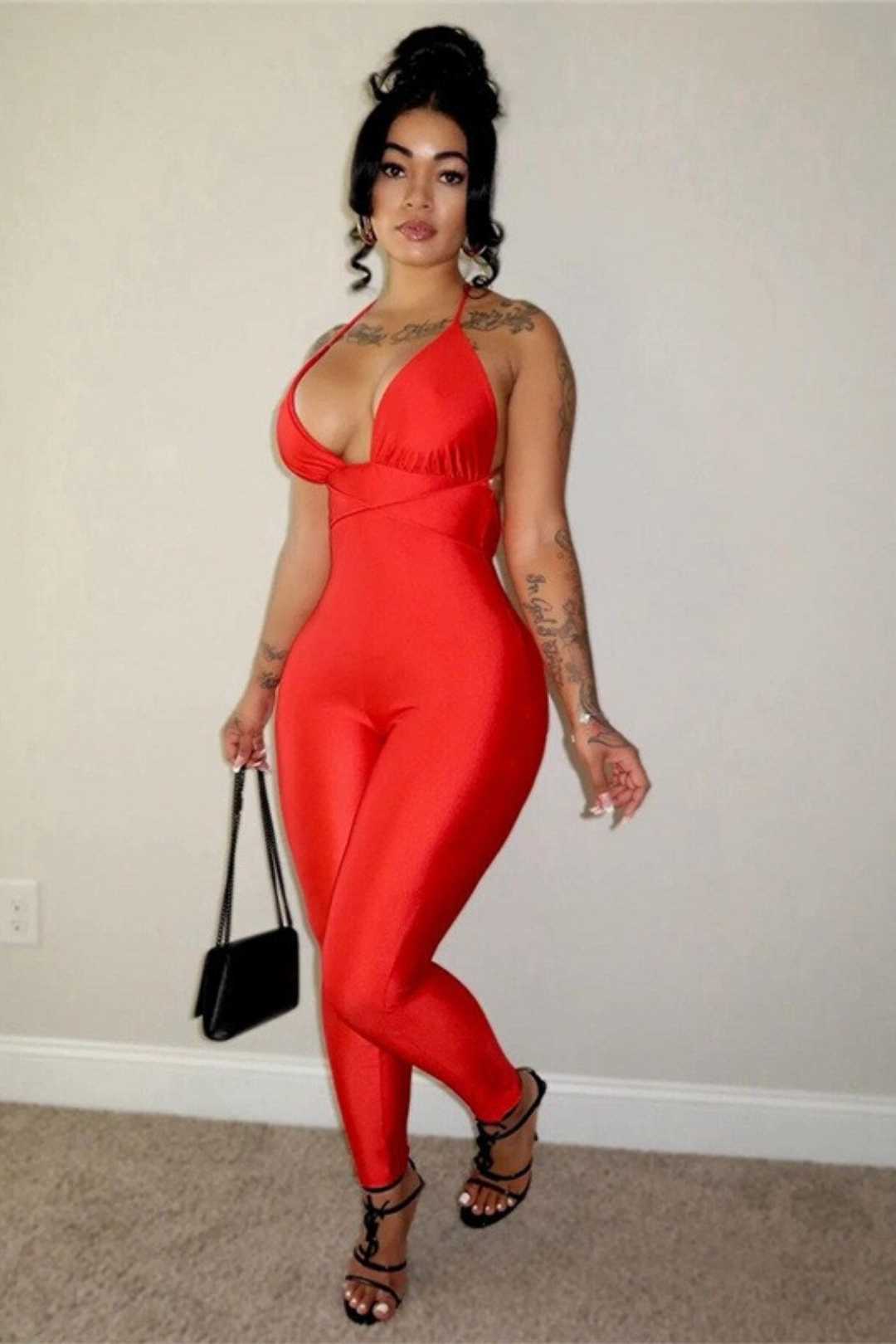 Cross-strap Sexy Backless Fashion Low-cut Jumpsuit