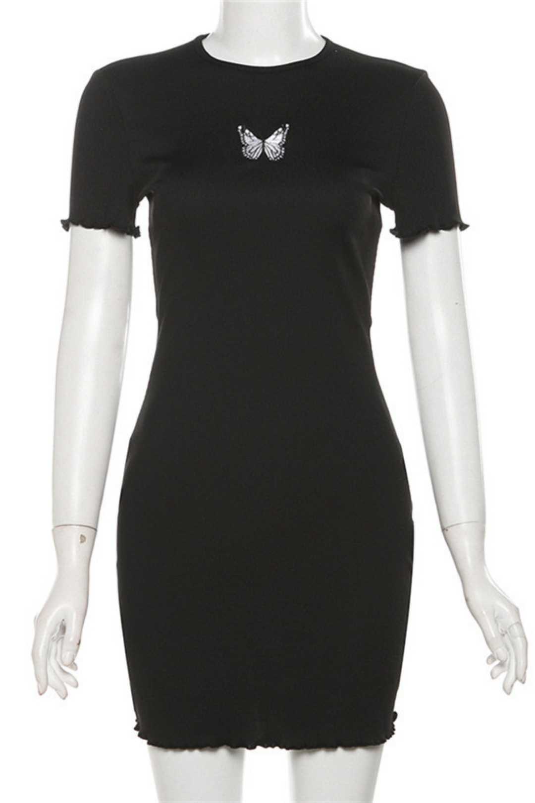 Butterfly Embroidered Sexy Hip-hugging Slim Bottoming Dress