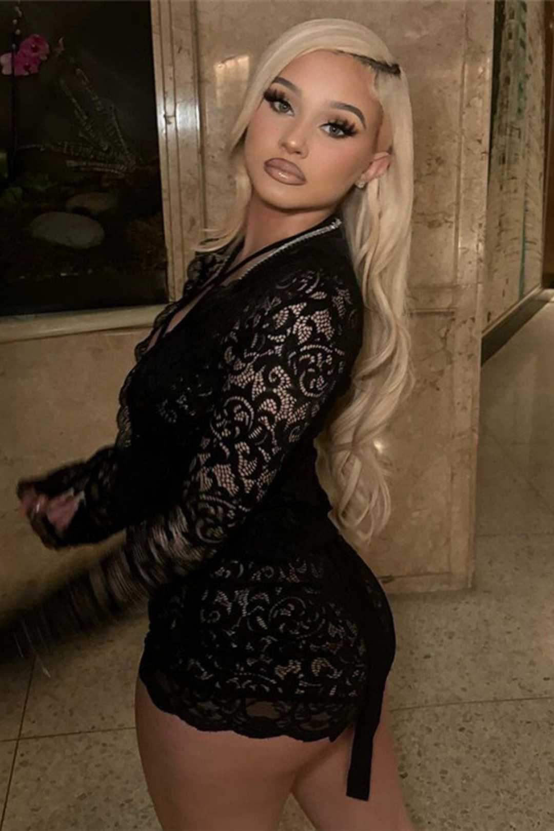 See-through Hollow Low-cut Strappy Top High-waisted Tight Butt-lifting Shorts Set