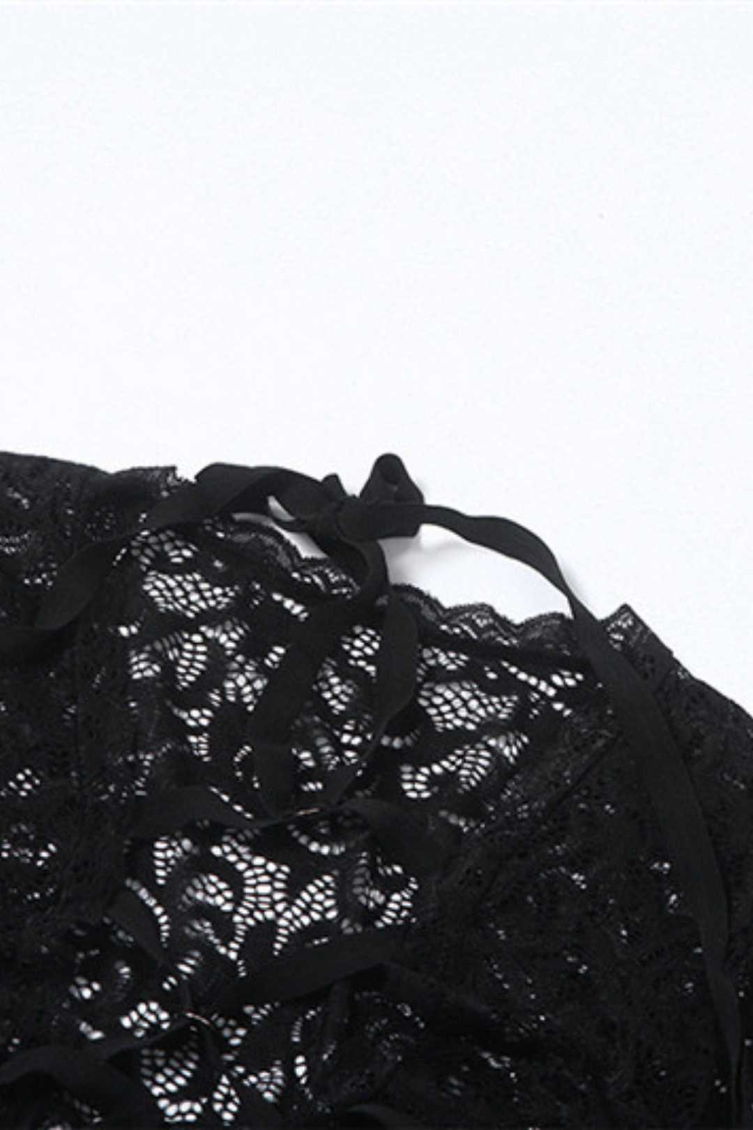 See-through Hollow Low-cut Strappy Top High-waisted Tight Butt-lifting Shorts Set