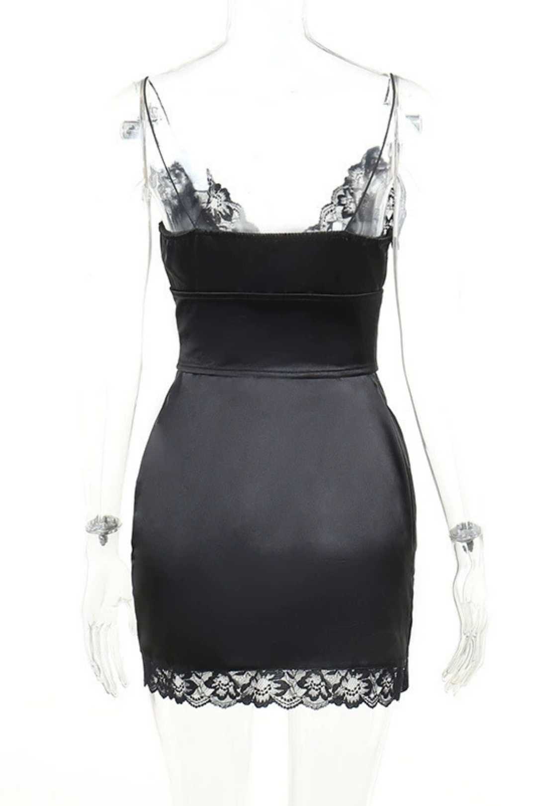 Sexy Slim Waist Straps, Hip Slit Lace Dress