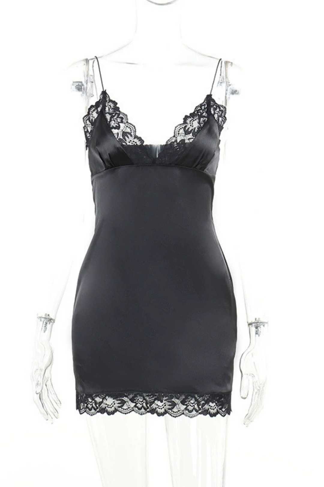 Sexy Slim Waist Straps, Hip Slit Lace Dress