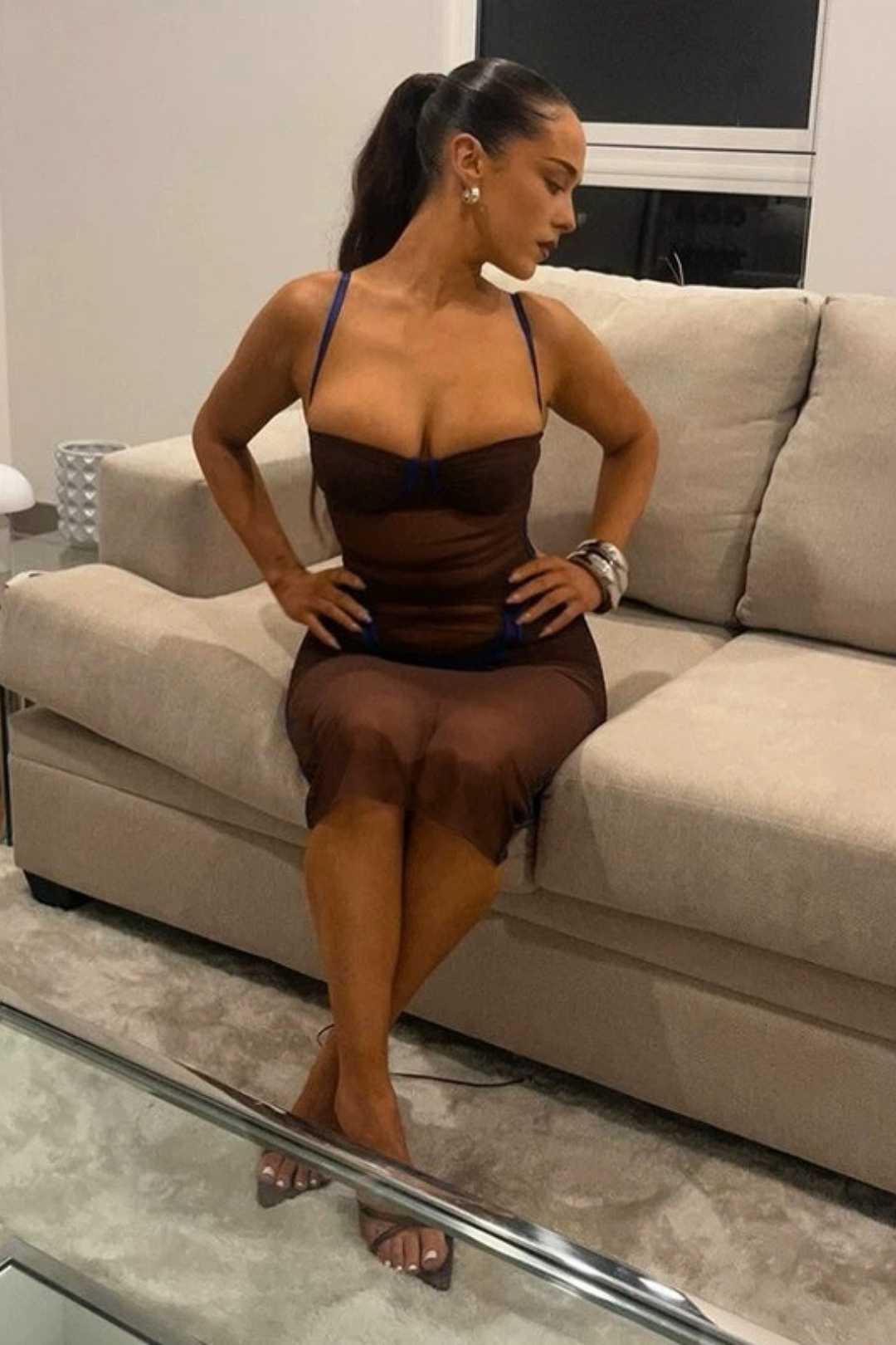 Sexy See-through Mesh Midi Dress